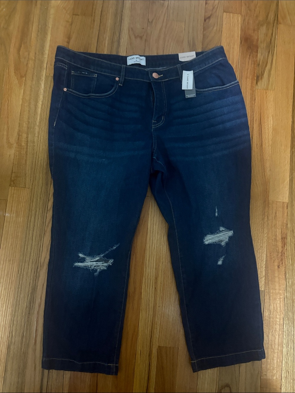 Lane Bryant Dark Indigo Distressed Ankle Jeans